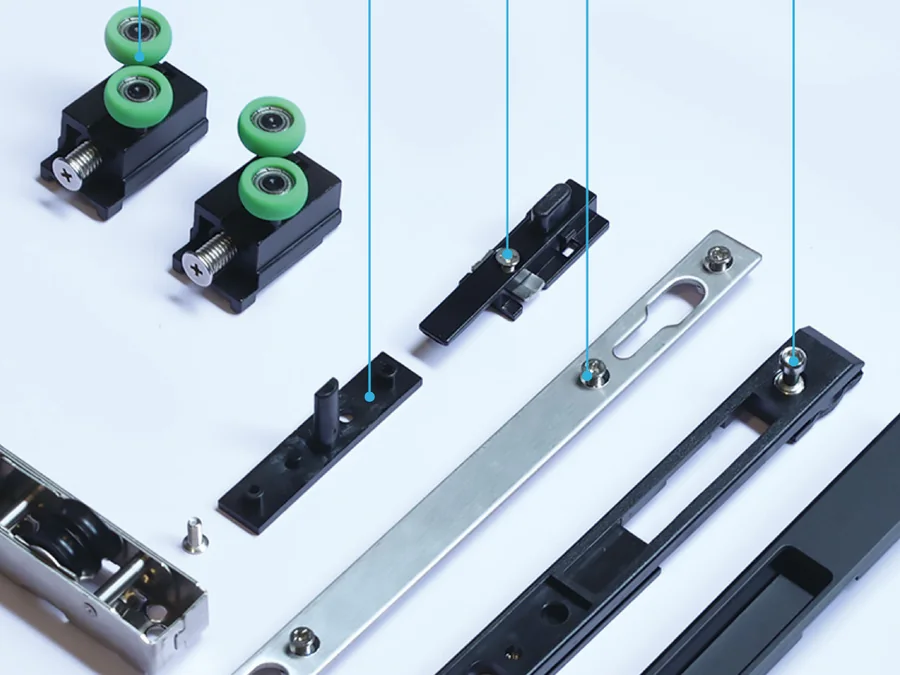 Sliding window rollers and multi-point locking hardware
